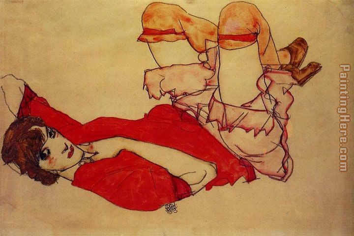 Wally in Red Blouse with Raised Knee